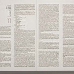 Sankeum Koh, "Small Code of law (The Military Service Law)", 2010. Artificial Pearl beads, Acrylic, Wooden panel , 152.3 x 97 cm.