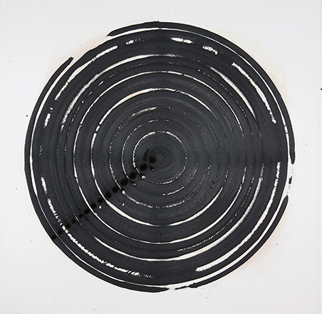 Sungfeel Yun, Chaos, Cosmos and Circulation 01-13, 2014, Iron powder, wood glue on canvas, 100 x 100 cm.