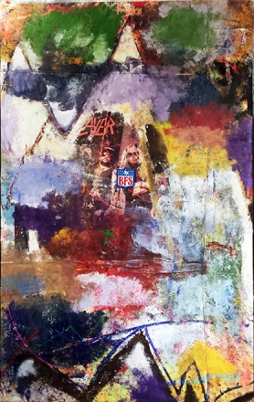 Leonard Johansson, LAYER, 2015. Acrylic Oil, Fabrics, 100 x 160 cm.