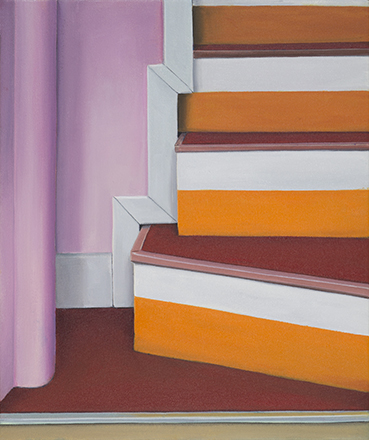 Ingo Baumgarten, Untitled (Pink orange steps, Seoul Station, Seoul) 2015. Oil on canvas, 45 x 37 cm.