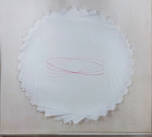 JungOuk Hong, inter-, 2015, orange pen on tracing paper, 76 x 86 cm.