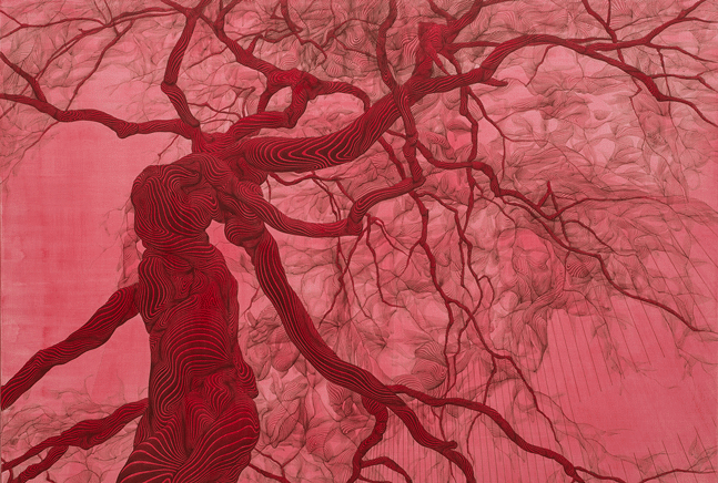 Hyojung Kim, Unseasonable Blooming, Acrylic on Canvas, 130.3x80cm, 2014